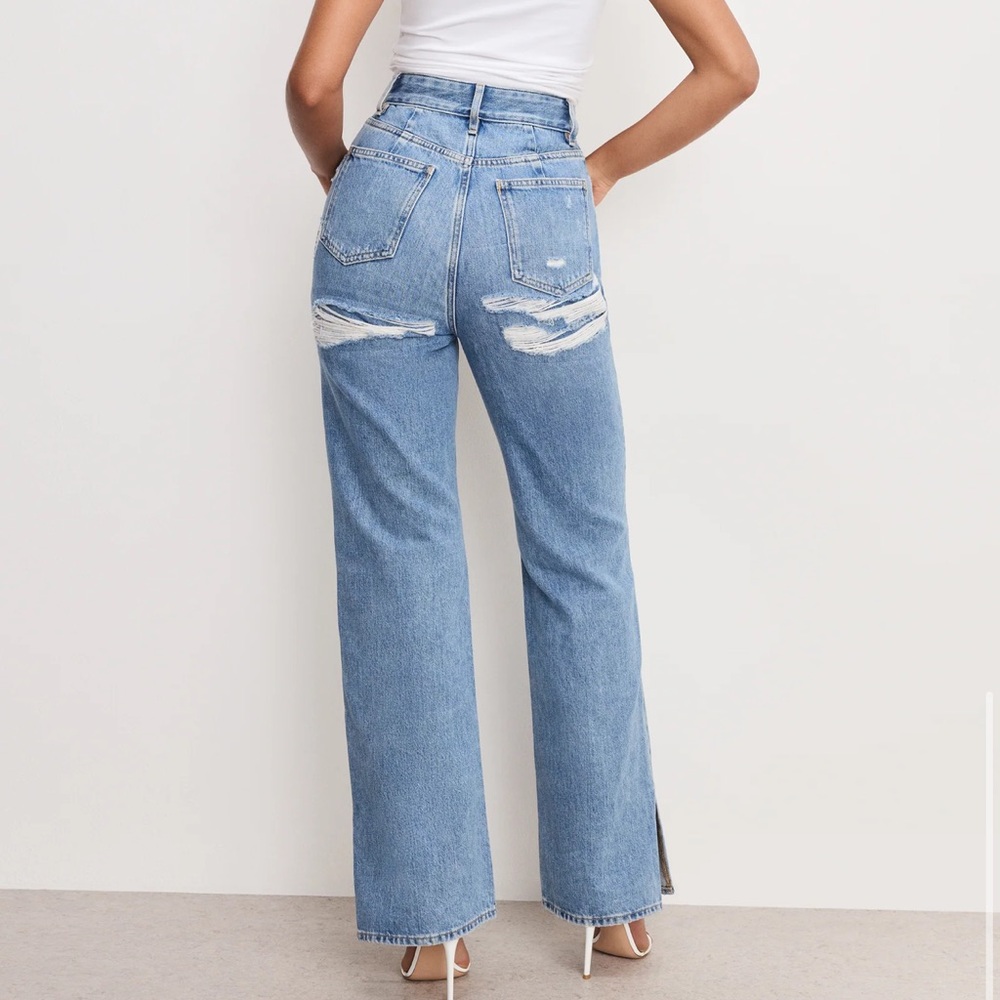 Good American Light Blue Distressed High Rise Jeans - Picture 5 of 9